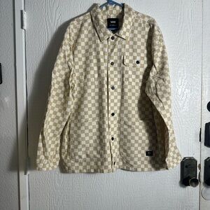 VANS Shacket Checkered Tan Men’s Size XXL Chore Button Down Shirt Jacket NWOT